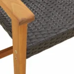 Poly Rattan and Acacia Wood Garden Bench - Black - 112 x 64 x 80cm