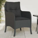 2 Black Poly Rattan Garden Chairs