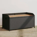 Rattan Storage Bench - Black - 100 x 50 x 52cm