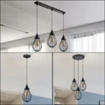 Retro Industrial Black Indoor Hanging Adjustable Pendant Light