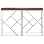 Console Table - Stainless Steel & Solid Wood Sleeper - Silver - 110 x 30 x 70cm