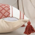 Woven Tassel Cushion Cover - Yellow And Red - 45 x 45cm