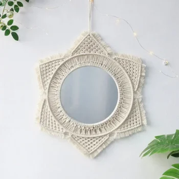 Star Bohemian Cotton Rope Woven Decorative Mirror - 52cm