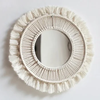 Handwoven Wall Mirror - Cotton Rope - 38 cm x 38cm