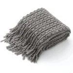 Grey Knitted Woolen Blanket - 130 x 220cm