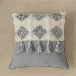 Grey Canvas Tassel Square Pillow Case - Cotton