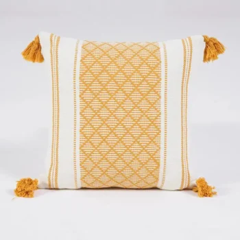 Woven Tassel Cushion Cover - Yellow And Red - 45 x 45cm