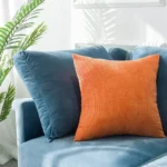 Soft Velvet Square Pillowcase - White - Orange - Yellow - 45 x 45cm