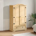 2 Door Wardrobe - Solid Pine Wood - 101 x 52 x1 70cm