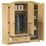 3 Door Wardrobe - Corona -Solid Pine Wood - 151.5 x 52 x 170cm