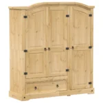 3 Door Wardrobe - Corona -Solid Pine Wood - 151.5 x 52 x 170cm