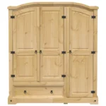 3 Door Wardrobe - Corona -Solid Pine Wood - 151.5 x 52 x 170cm