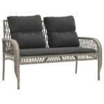 Poly Rattan 4 Piece Garden Sofa Set with Cushions - Light Grey