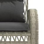 Poly Rattan 4 Piece Garden Sofa Set with Cushions - Light Grey