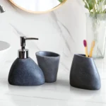 3 Pieces - Resin Bathroom Accessories Set - Modern Luxury Stone