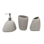 3 Pieces - Resin Bathroom Accessories Set - Modern Luxury Stone