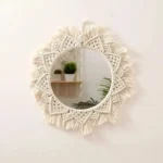 Cotton Rope Macrame Wall Mirror - Round - 20 x 50cm