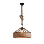 Vintage / Retro Industrial Loft Pendant Ceiling Light - Hemp Rope