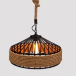 Vintage / Retro Industrial Loft Pendant Ceiling Light - Hemp Rope