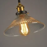 Glass Industrial Suspended Ceiling Lights - Amber Black