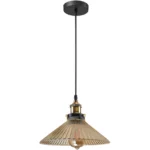 Glass Industrial Suspended Ceiling Lights - Amber Black