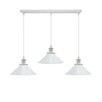 x3 Vintage Industrial White Hanging Pendant Lights