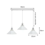 x3 Vintage Industrial White Hanging Pendant Lights