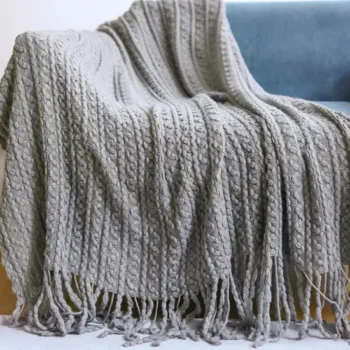 Grey Knitted Woolen Blanket - 130 x 220cm