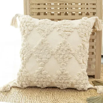 Handmade Morocco Style Cushion Cover – Beige – 45x 45cm