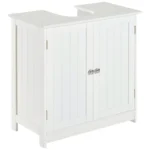 Under Sink Bathroom Cabinet - Wooden Vanity Unit - White - 60Lx 30W x 60Hcm