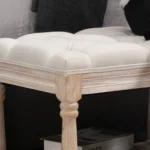 Vintage Button Tufted Upholstered Footstool - Cream