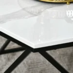 Modern Coffee Table With Steel Frame - White - 81 x 70 x 51.2cm