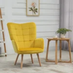 Modern Accent Chair Velvet-Touch Tufted Wingback Armchair - Yellow