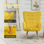 Modern Accent Chair Velvet-Touch Tufted Wingback Armchair - Yellow