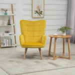 Modern Accent Chair Velvet-Touch Tufted Wingback Armchair - Yellow