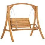 2 Seater Garden Swing Seat - Solid Pine Wood - 204 x 128 x 194cm