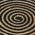 Handmade Jute Rug With Spiral Design - Black - 90cm