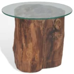 Coffee Table - Solid Teak Base And Glass - 50 x 40cm