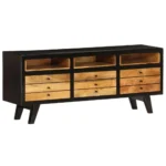 TV Cabinet - Solid Mango Wood - Black And Brown - 120 x 30 x 50cm