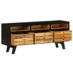 TV Cabinet - Solid Mango Wood - Black And Brown - 120 x 30 x 50cm