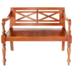 Classic Solid Mahogany Batavia Bench - Dark Brown - 98 x 50 x 82cm