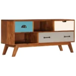 TV Cabinet With 3 Drawers - Solid Acacia Wood - 110 x 35 x 50cm