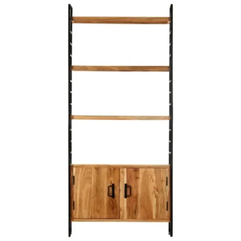 4-Tier Bookcase - Rough Mango Wood - 80 x 30 x 180cm