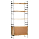 4-Tier Bookcase - Rough Mango Wood - 80 x 30 x 180cm