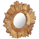 Round Rustic Wall Mirror - Teak - 40cm