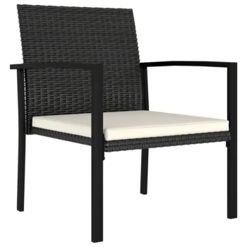 4 PE Rattan Garden Dining Chairs With Cushions - Black