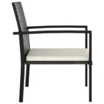 4 PE Rattan Garden Dining Chairs With Cushions - Black