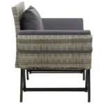 2 in 1 Poly Rattan Garden Bench With Cushions - Grey - 176cm