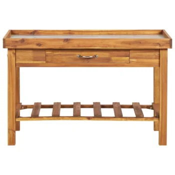 Garden Work Bench With Zinc Top - Solid Acacia Wood - 100 x 50 x 60cm