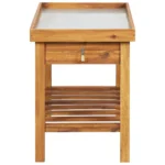 Garden Work Bench With Zinc Top - Solid Acacia Wood - 100 x 50 x 60cm